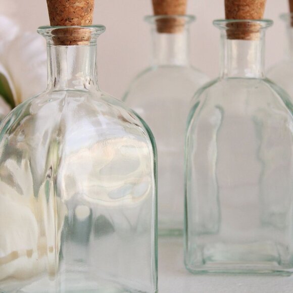 Vintage 1990s Glass Bottle With Cork / 8 Oz Recycled Spanish Glass - Picture 8 of 10